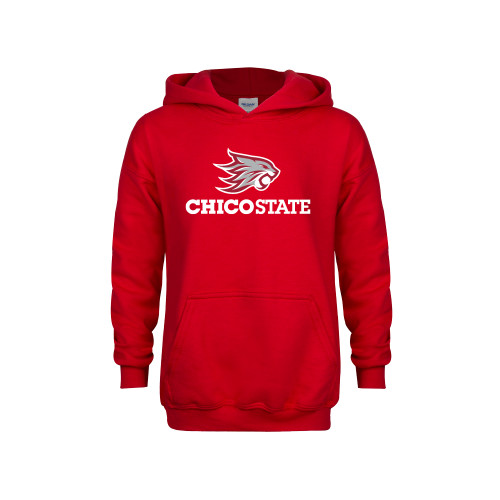  Youth Red Fleece Hoodie - Chico State Primary Mark