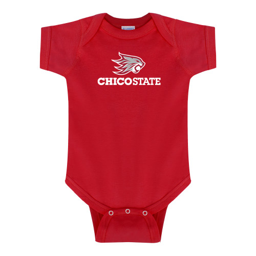  Red Infant Onesie - Chico State Primary Mark