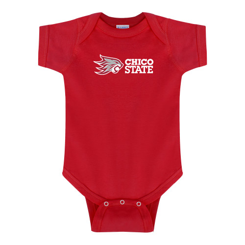  Red Infant Onesie - Chico State Horizontal Mark