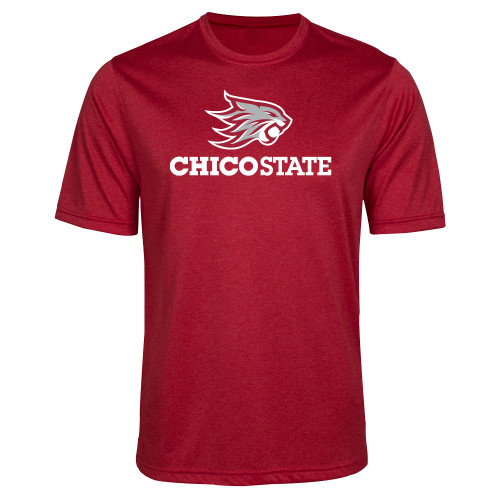  Red Heather Performance Contender Tee - Chico State Primary Mark
