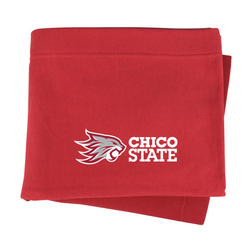  Red Sweatshirt Blanket - Chico State Horizontal Mark