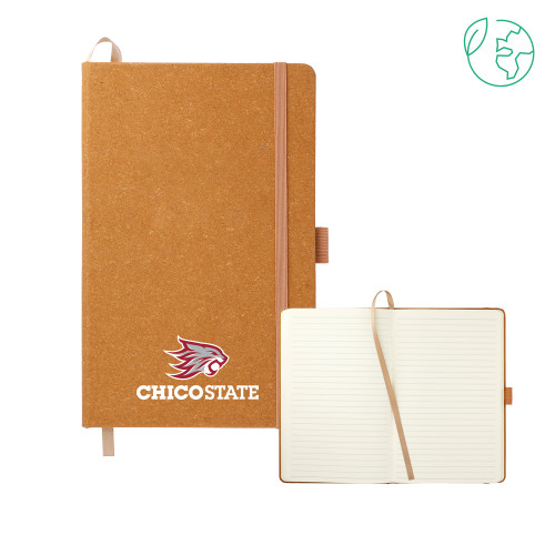  5.5 x 8.5 Natural FSC Mix Recycled Leather Bound Journal - Chico State Primary Mark