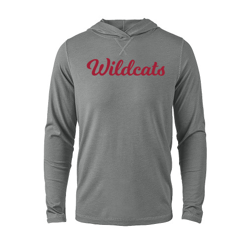  Grey Heather Long Sleeve Hooded Tee - Wildcats Script