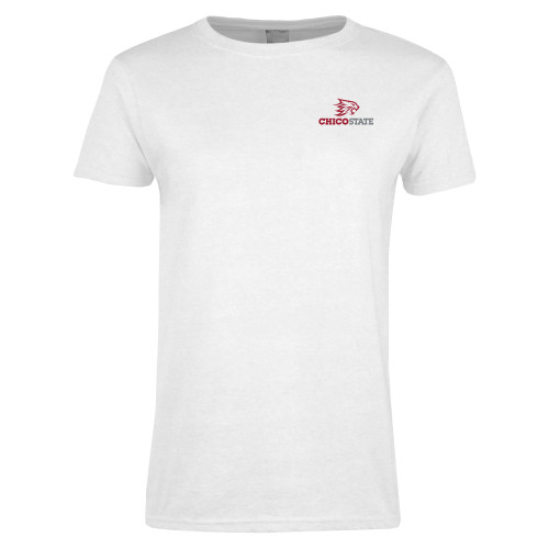  Womens White Short Sleeve Tee - Chico State Primary Mark