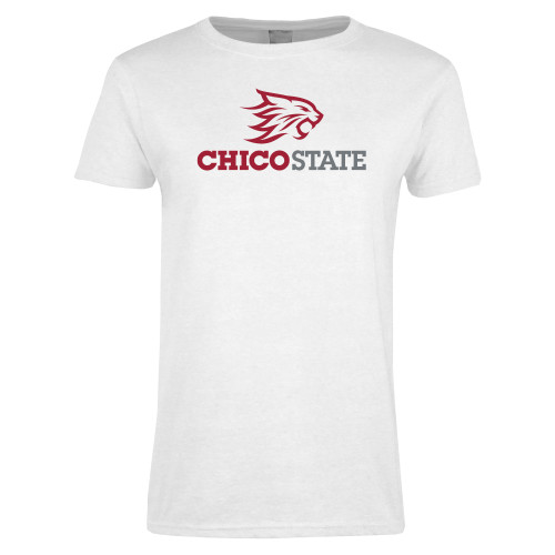  Womens White Short Sleeve Tee - Chico State Primary Mark