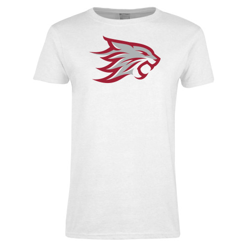  Womens White Short Sleeve Tee - Wildcat Head