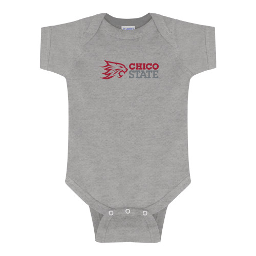  Grey Infant Onesie - Chico State Horizontal Mark