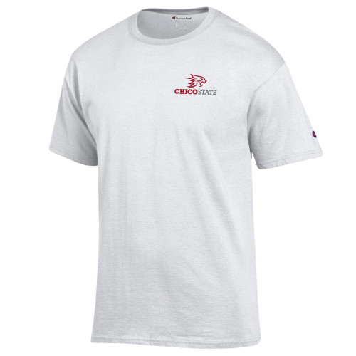  Champion White T Shirt - Chico State Primary Mark