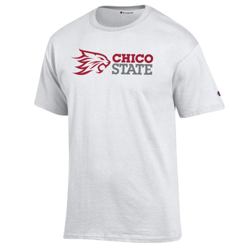  Champion White T Shirt - Chico State Horizontal Mark