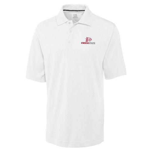  C&B White Advantage TriBlend Pique Polo - Chico State Primary Mark EMB