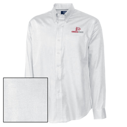  Cutter & Buck Nailshead Long Sleeve Button Down White - Chico State Primary Mark EMB