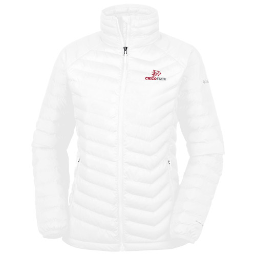  Columbia Womens White Powder Lite Jacket - Chico State Primary Mark EMB