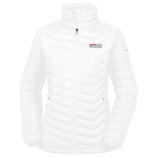  Columbia Womens White Powder Lite Jacket - Chico State Wordmark EMB