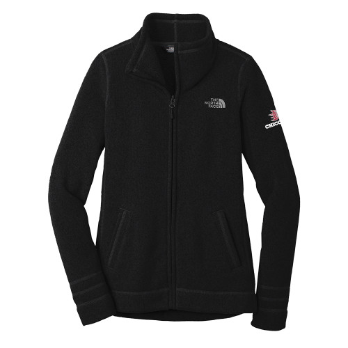  The North Face Womens Black Heather Fleece Jacket - Chico State Primary Mark EMB