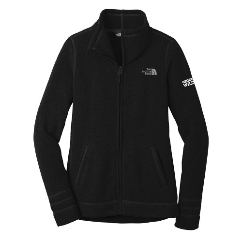  The North Face Womens Black Heather Fleece Jacket - Chico State Wordmark EMB