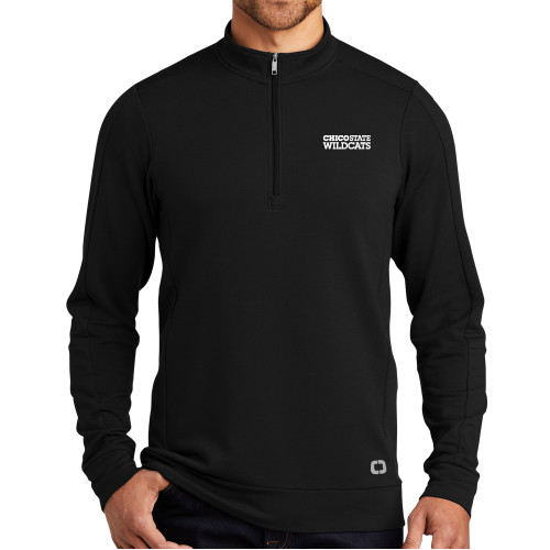  OGIO Black Luuma 1/2 Zip Fleece - Chico State Wordmark EMB