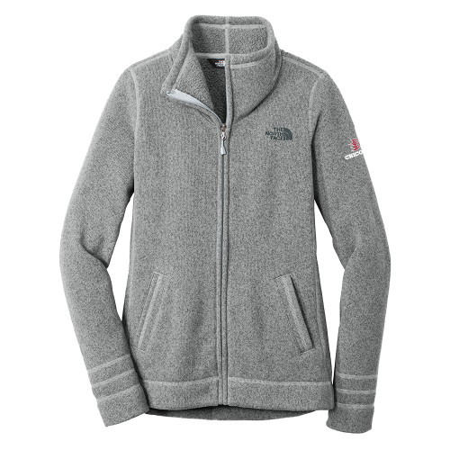  The North Face Womens Grey Heather Fleece Jacket - Chico State Primary Mark EMB