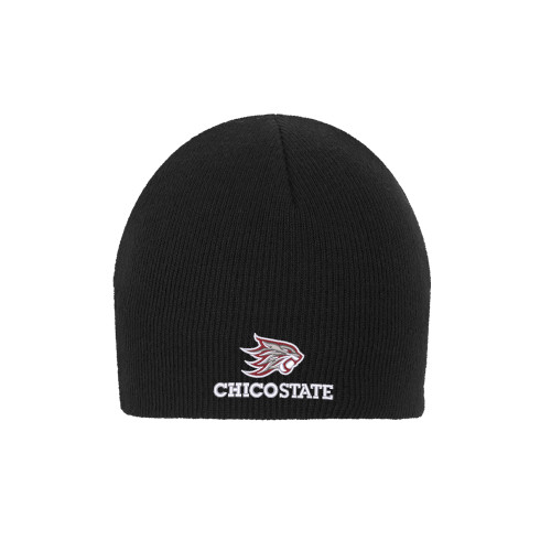  Black Knit Beanie - Chico State Primary Mark EMB