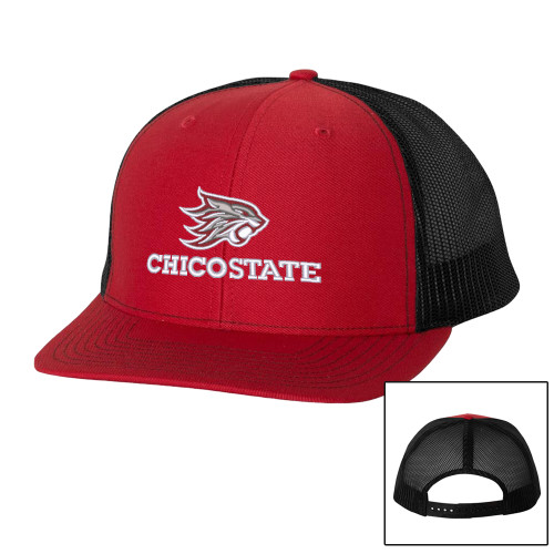 Richardson Red/Black Trucker Hat - Chico State Primary Mark EMB
