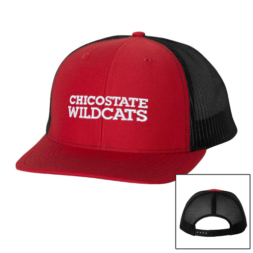  Richardson Red/Black Trucker Hat - Chico State Wordmark EMB