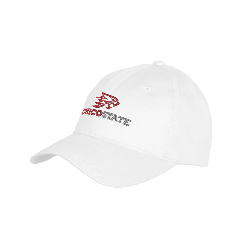  Youth White Pro Style Hat - Chico State Primary Mark EMB