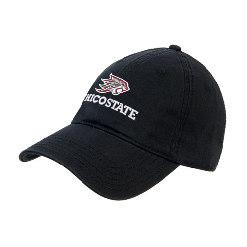  Black Unstructured Adjustable Low Profile Hat - Chico State Primary Mark EMB
