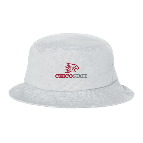  Sportsman White Bucket Hat - Chico State Primary Mark EMB