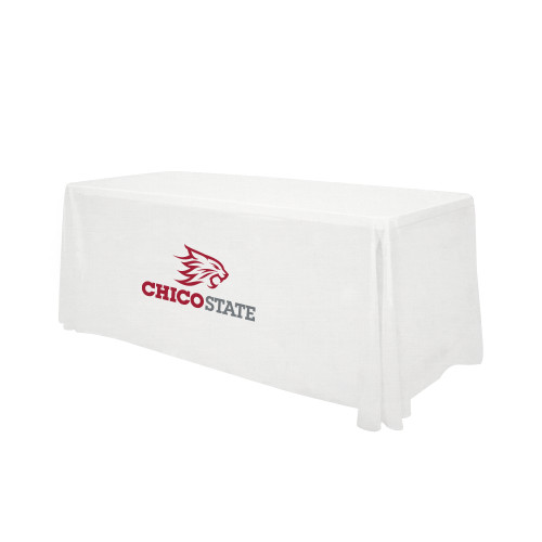  White 6 foot Table Throw - Chico State Primary Mark