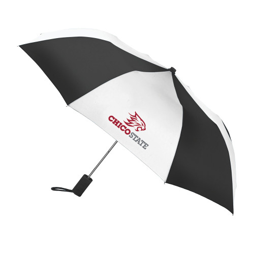  42 Inch Slim Stick Black/White Umbrella - Chico State Primary Mark