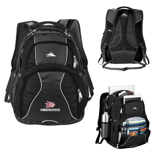  High Sierra Black Swerve Computer Backpack - Chico State Primary Mark EMB