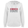 Thumbnail image for  ENZA Womens White V Notch Raw Edge Fleece Hoodie