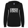 Thumbnail image for  ENZA Womens Black V Notch Raw Edge Fleece Hoodie