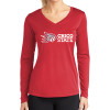 Thumbnail image for  Womens Red Performance Long Sleeve V Neck Shirt