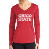 Thumbnail image for  Womens Red Performance Long Sleeve V Neck Shirt