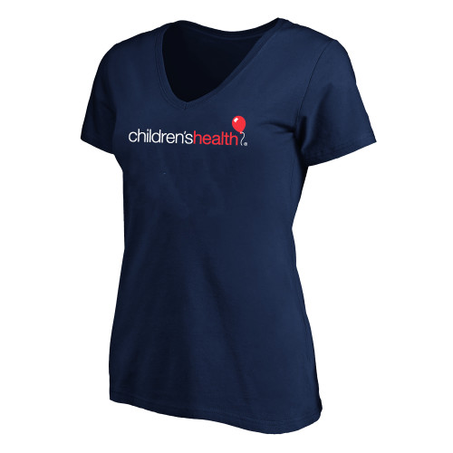  Womens Plus Navy V Neck T Shirt - Childrens Health Logo