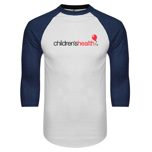  White/Navy Raglan Baseball T Shirt - Childrens Health Logo