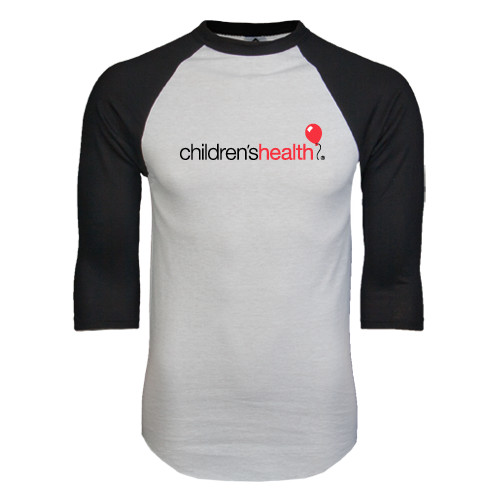  White/Black Raglan Baseball T Shirt - Childrens Health Logo