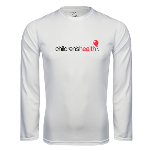  White Performance Long Sleeve Shirt - Childrens Health Logo