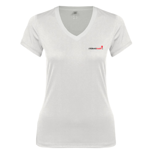  Next Level Womens White Ideal V Tee - Childrens Health Logo