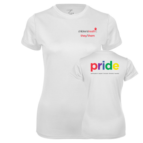  Womens White Performance Tee - pride
