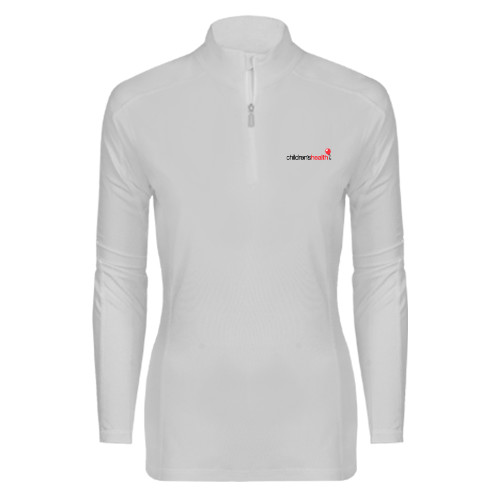  Syntrel Womens White Interlock 1/4 Zip - Childrens Health Logo