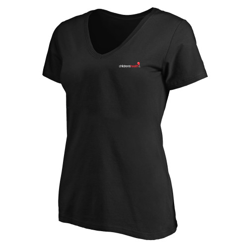  Womens Plus Black V Neck T Shirt - Childrens Health Logo