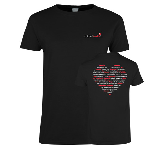  Womens Black Short Sleeve Tee - Childrens Health Heart
