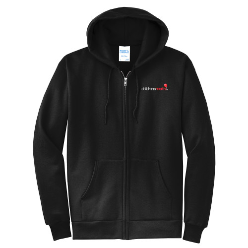  Extended Black Fleece Full Zip Hoodie - Childrens Health Logo