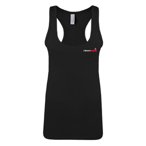  Next Level Womens Black Racerback Tank  - Childrens Health Logo