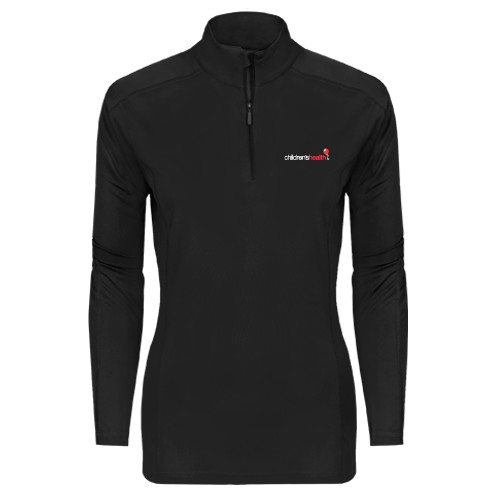  Syntrel Womens Black Interlock 1/4 Zip - Childrens Health Logo