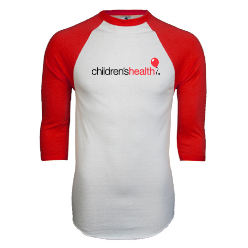  White/Red Raglan Baseball T Shirt - Childrens Health Logo