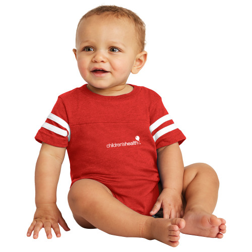  Vintage Red Jersey Onesie - Childrens Health Logo