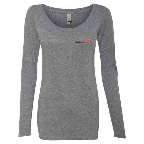  Next Level Womens Heather Grey Triblend Long Sleeve Scoop Tee - Childrens Health Logo