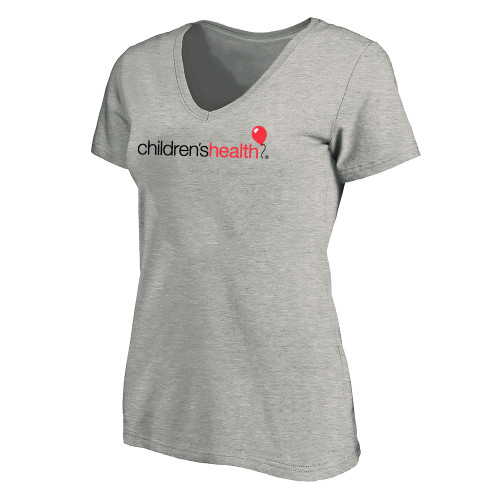  Womens Plus Heather Grey V Neck T Shirt - Childrens Health Logo